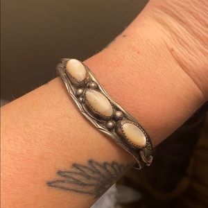 Vintage Sterling mother of Pearl cuff